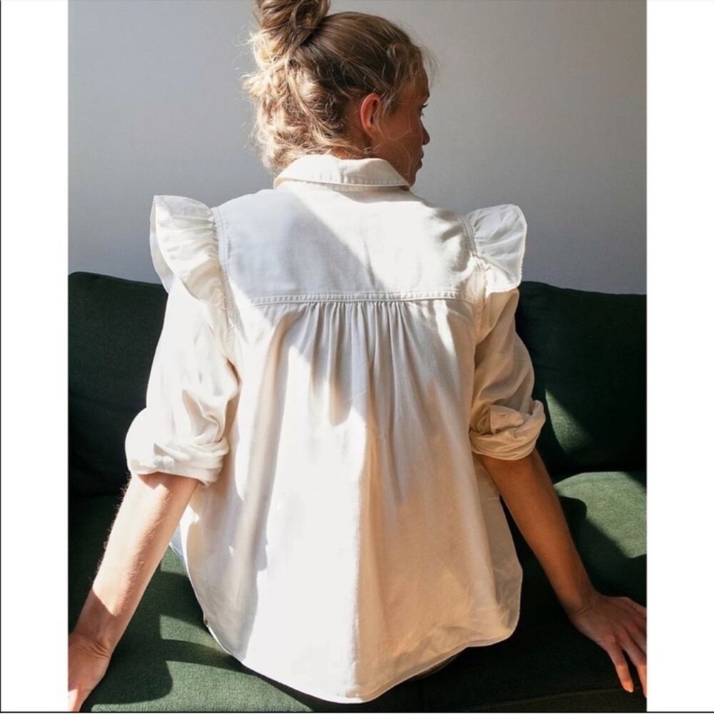 Free People Samantha Ruffled Button Down Shirt size small - Picture 2 of 7